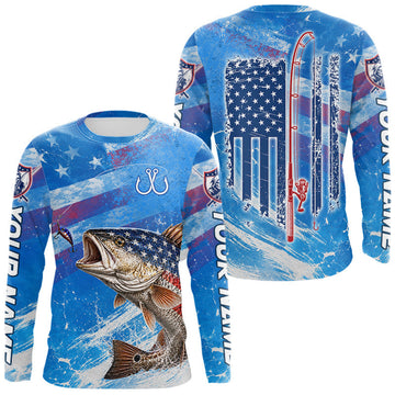 Maxcorners American Flag Redfish Fishing Personalized Patriotic UV Protection Fishing Shirts LM0106