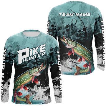 Maxcorners Personalized Northern Pike Fishing Jersey, Team Pike Fishing Long Sleeve Tournament Shirts LM1005
