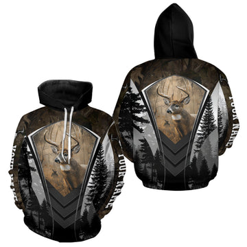 Maxcorners Beautiful Whitetail Deer Hunting Brown Camo 3D All Over Printed Shirts, Hunting Gifts for Hunters LM0409