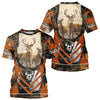 Maxcorners Deer Hunting Shirt Personalized 3D All Over Print Orange Camo Leather Pattern Hunting Clothes LM0409