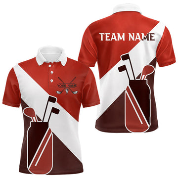 Maxcorners Red Golf Bag Mens Golf Polo Shirts Custom Golf Shirts, Golf Attire For Men