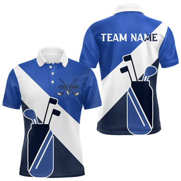 Maxcorners Blue Golf Bag Mens Golf Polo Shirts Custom Golf Shirts, Golf Attire For Men