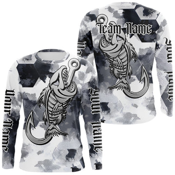 Maxcorners Personalized Fishing Fish Skeleton Fishing Shirts For Men, Fish Reaper Skull Fishing Shirts LM0706