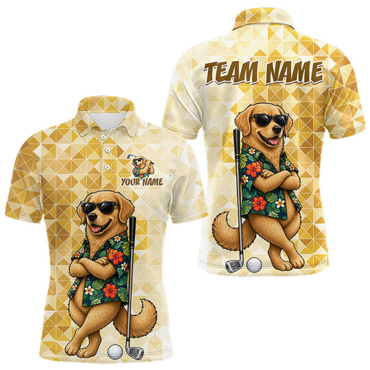 Maxcorners Funny Yellow Labrador Dog Golf Polo Shirt Mens Custom Name Team Golf Shirts, Golf Gifts