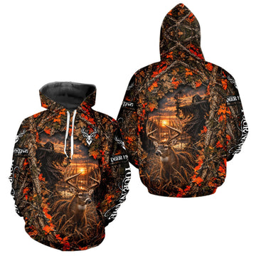 Maxcorners Bow Hunting Deer Blaze Orange Camo Custom Name 3D Printed Shirts, Personalized Hunting Clothes For Men LM1910