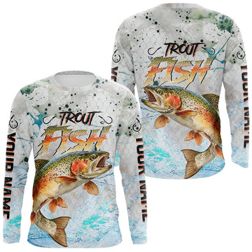 Maxcorners Rainbow Trout Custom UPF Fishing Shirts Long Sleeve, Trout Fishing Shirts LM2602