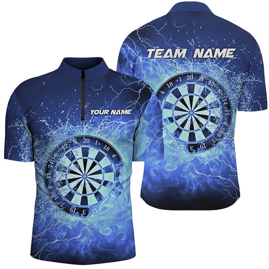 Maxcorners Blue Fire & Water Dartboard Personalized Mens Darts Polo Shirt Custom Darts Jersey For Men