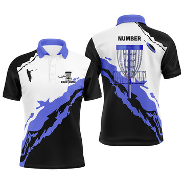 Maxcorners Purple Black Mens Disc Golf Polo Shirts Customized Disc Golf Shirts For Men Disc Golfing Gifts MT0510