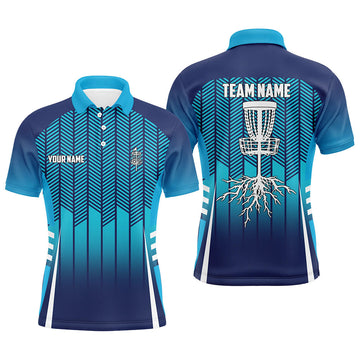 Maxcorners Personalized Sport Style Blue Gradient Mens Disc Golf Polo Shirt Cool Golf Tops For Men Golf Gifts MT0510