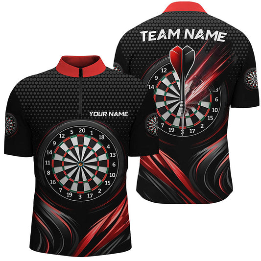 Maxcorners Black&Red Sport Mens Darts Polo Shirt Custom Darts Shirt For Men Cool Dart Jerseys