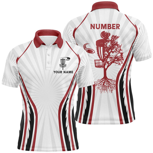 Maxcorners Retro Red Fire Disc Golf Mens Polo Shirt Personalized Disc Golf Shirts For Men Disc Golf Basket MT0510