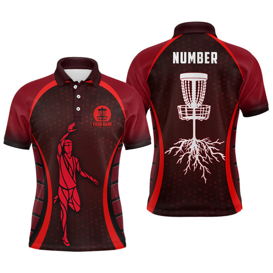 Maxcorners Mens Red Golf Polo Shirts, Custom Cool Golf Shirts Disc Golf Shirts For Men, Cool Golf Gifts MT0510