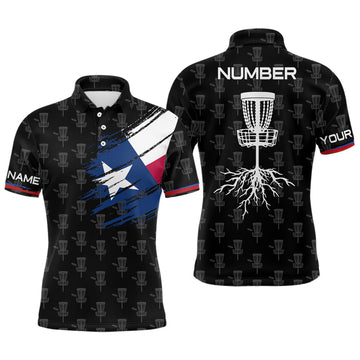 Maxcorners Mens Disc Golf Shirt Texas Flag Basket Tree Customized Patriotic Disc Golf Shirts For Men MT0510