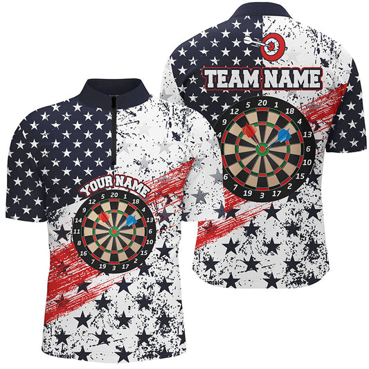 Maxcorners Personalized American Flag Mens Darts Polo Shirts Custom Dart Shirts For Men Dart Team Jerseys