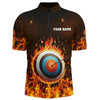 Maxcorners Personalized Fire Target Archery 3D Polo Shirts For Men, Custom Flaming Archery Bow Arrow Jerseys