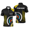 Maxcorners Personalized 3D Targets Archery Polo Shirts For Men, Custom Yellow Black Arrow Archery Team Shirts