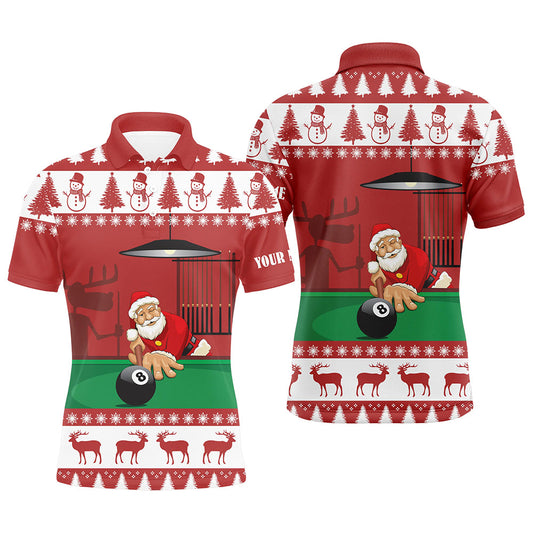 Maxcorners Billiard Santa Claus Playing Pool Personalized Name 3D Shirt