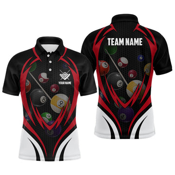 MaxCorners Funny Pool Balls Customized Name 3D Billiard Polo Shirt For Men