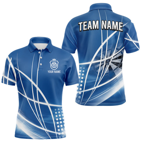 Maxcorners Blue Darts Jersey For Men Custom Light Streaks Darts Tournament Team Shirt Polo & Quarter Zip
