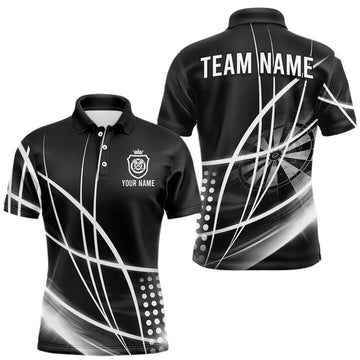 Maxcorners Black And White Darts Jersey For Men Custom Light Streak Darts Team Shirt Polo & Quarter Zip