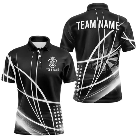 Maxcorners Black And White Darts Jersey For Men Custom Light Streak Darts Team Shirt Polo & Quarter Zip