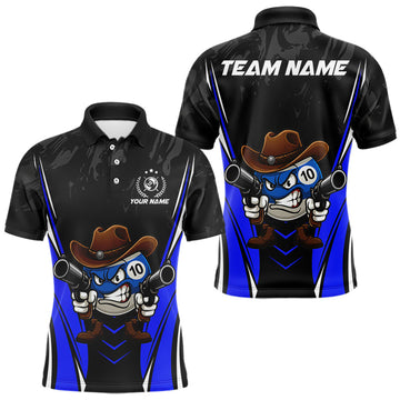 Maxcorners Black And Blue Funny 10 Ball Billiard Shirt For Men Custom Pool Team Shirts, Billiard Jersey LM0412