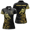 Maxcorners Personalized Black And Gold Tribal Dragon Billiard Shirt For Men Custom 8 Ball Pool Team Jerseys LM1506