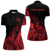 Maxcorners Red And Black Dartboard Fire Flame Darts Polo & Quarter Zip Custom Dart Shirt For Men Dart Jerseys
