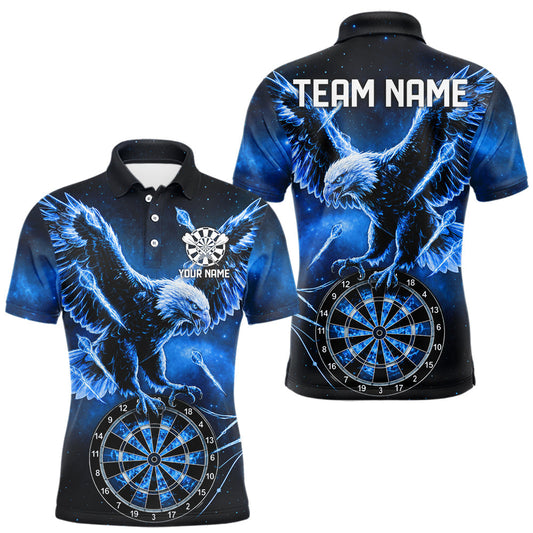 Maxcorners Personalized Blue Dartboard Galaxy Eagle Darts Shirt For Men