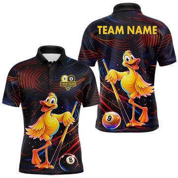 Maxcorners Funny Neon Duck 8 Ball & 9 Ball Billiard Shirt For Men Custom Pool Team Jersey Polo & 1/4 Zip