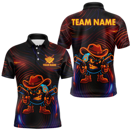 Maxcorners Funny Neon 8 Ball Billiard Shirt For Men Custom Pool Team Shirt, Billiard Jersey Polo & 1/4 Zip