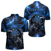 Maxcorners Personalized Blue Death Skeleton Custom Thunder Lightning Men Dart Shirts, 3D Darts Team Jerseys