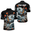 Maxcorners Personalized Wolf Thunder Lightning Darts Polo, Quarter Zip Custom Dart Shirts For Men Darts Jersey