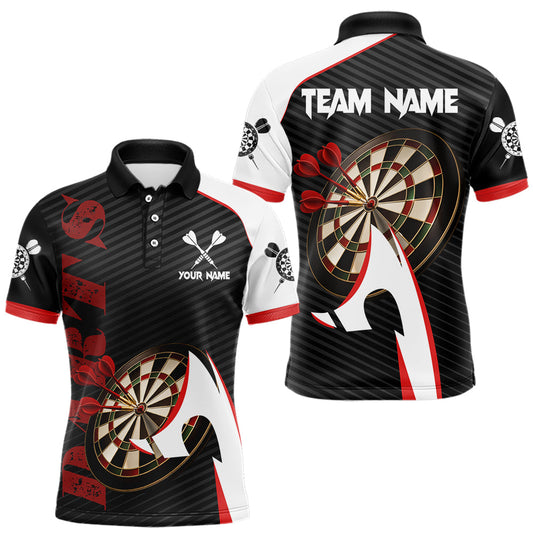 Maxcorners Personalized Darts Polo & Quater Zip For Men Custom Darts Tournament Team Jersey |Red