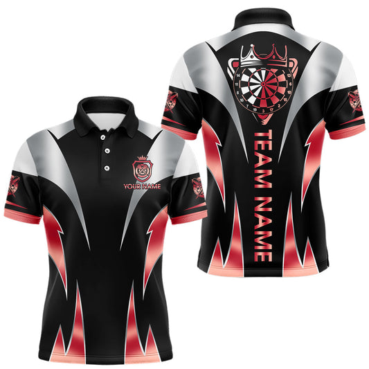 Maxcorners Personalized Crown Darts Shirt For Men Custom Darts Tournament Jersey Team Polo & 1/4 Zip |Red