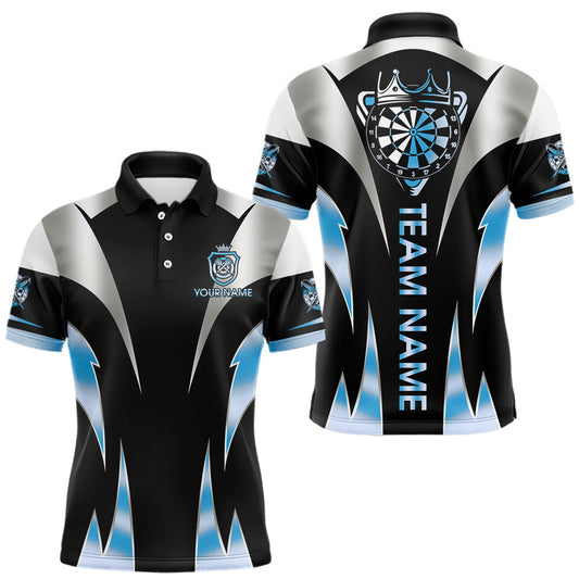 Maxcorners Personalized Crown Darts Shirt For Men Custom Darts Tournament Jersey Team Polo & 1/4 Zip |Blue