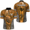 Maxcorners Darts Orange Dartboard Thunder Lightning Customized Name, Team Name 3D Polo Shirt