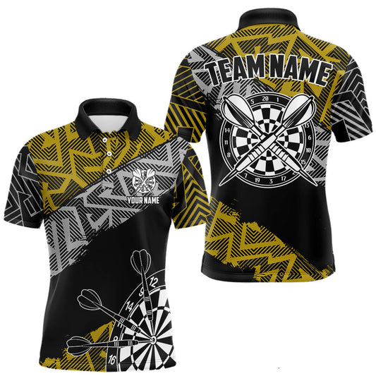 Maxcorners Custom Darts Shirt For Men Personalized Zig-Zag Pattern Dart Jersey, Cool Dart Team Shirts|Yellow