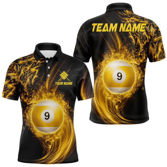 Maxcorners Personalized Lightning 9 Ball Billiard Shirt For Men, 9 Ball Pool Team Jersey Polo & 1/4 Zip