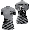 Maxcorners Personalized Grey Us Flag Eagle Billiard Shirts For Men Custom Patriotic Billiard Pool Jersey
