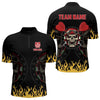Maxcorners Personalized Fire Funny Skull Darts Polo & Quarter Zip Custom Men Darts Shirts Cool Dart Jerseys