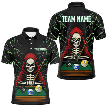 Maxcorners Personalized Funny Skeleton Billiard Shirt For Men Custom Billiard Jersey Team Polo & Quarter Zip LM1809