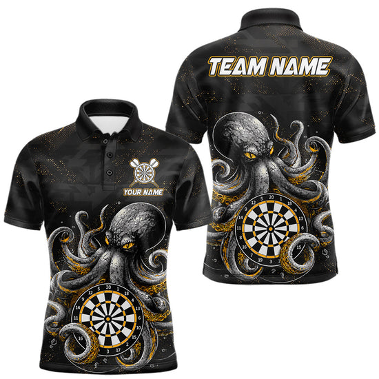 Maxcorners Personalized Funny Octopus Darts Shirts For Men Custom Darts Team Jersey Polo & Quarter Zip