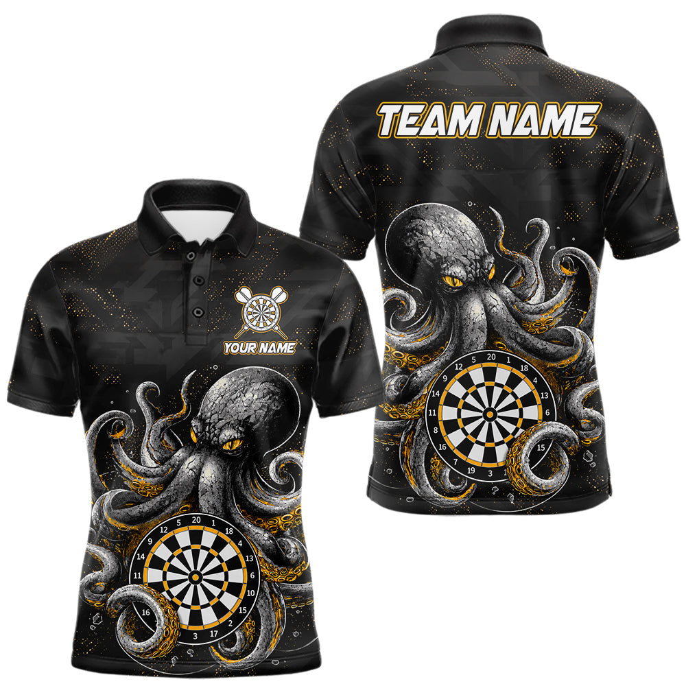 Maxcorners Personalized Funny Octopus Darts Shirts For Men Custom Darts Team Jersey Polo & Quarter Zip