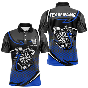 Maxcorners Funny Crack Dartboard Blue Darts Polo & Quarter Zip Custom Darts Shirt For Men Darts Team Jersey LM2603