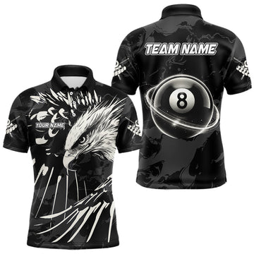 Maxcorners Custom White And Black 8 Ball Pool Eagle Paint Billiard Shirts For Men Team League Billiard Jersey LM1112