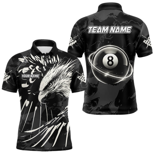 Maxcorners Custom White And Black 8 Ball Pool Eagle Paint Billiard Shirts For Men Team League Billiard Jersey LM1112