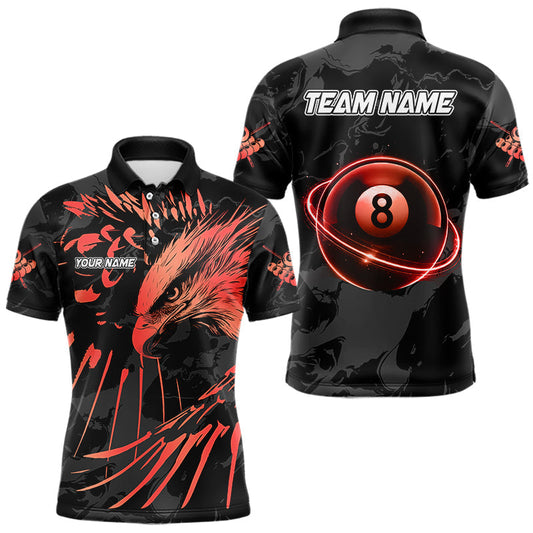 Maxcorners Custom Red And Black 8 Ball Pool Eagle Paint Billiard Shirts For Men Team League Billiard Jersey LM1112