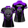 Maxcorners Black And Purple 8 Ball Pool Billiard Jerseys For Men And Women Custom Polo & Quarter Zip Billiard Team Shirt