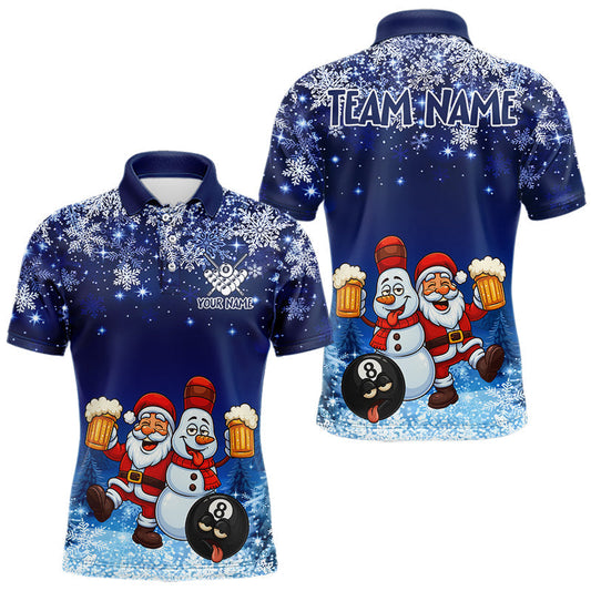 Maxcorners Funny Santa And Beer 8 Ball Billiard Shirts For Men Custom Christmas Gifts For Pool Players LM2603